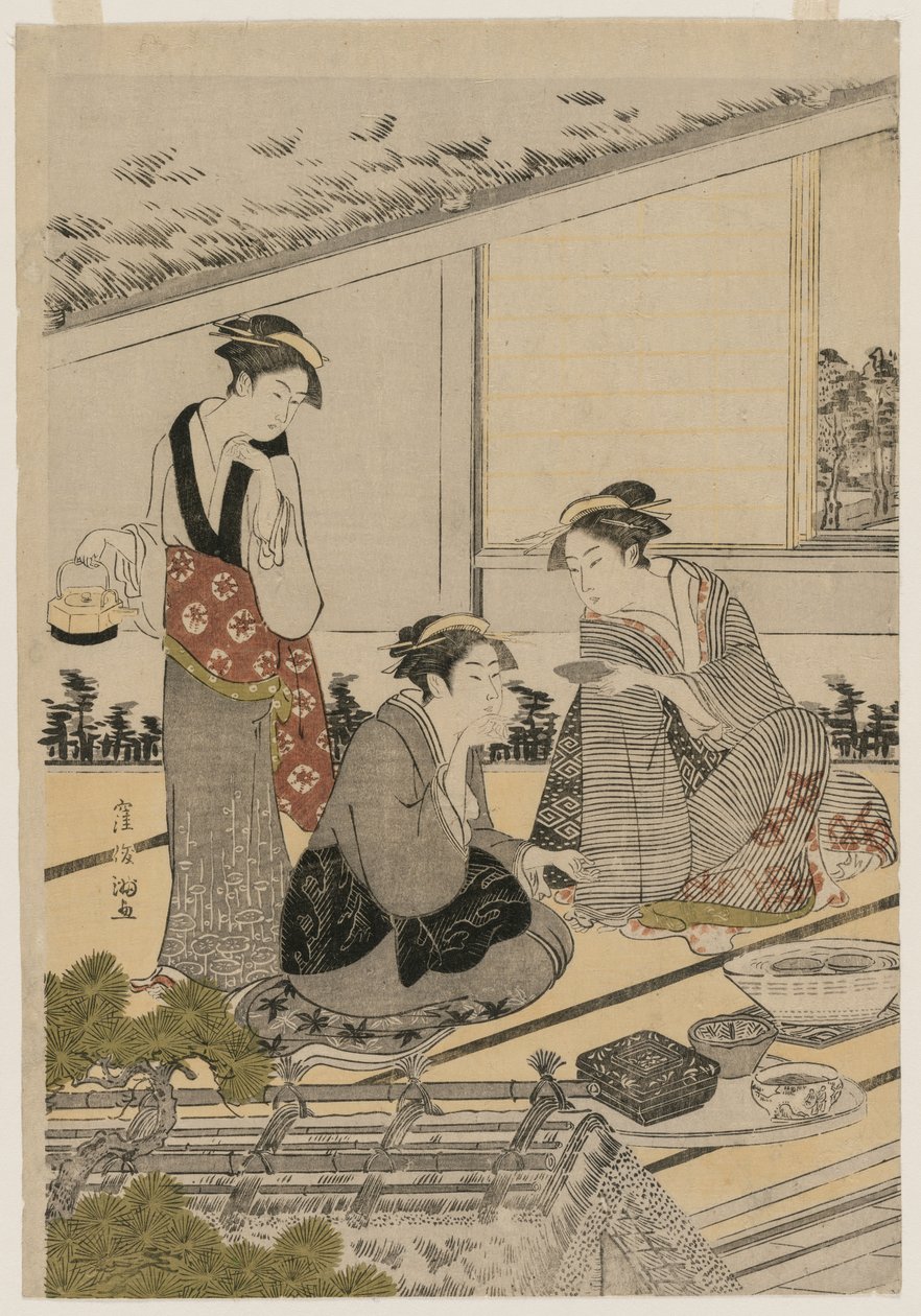 Kobiety w herbaciarni, koniec lat 80. XVIII wieku. autorstwa Kubo Shunman