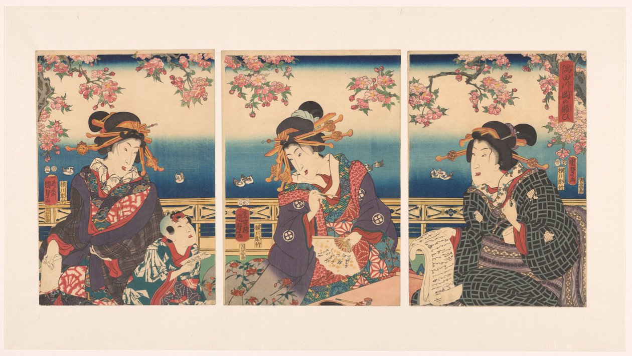Dobrobyt w górach wzdłuż rzeki Sumida autorstwa Kunisada (II) , Utagawa