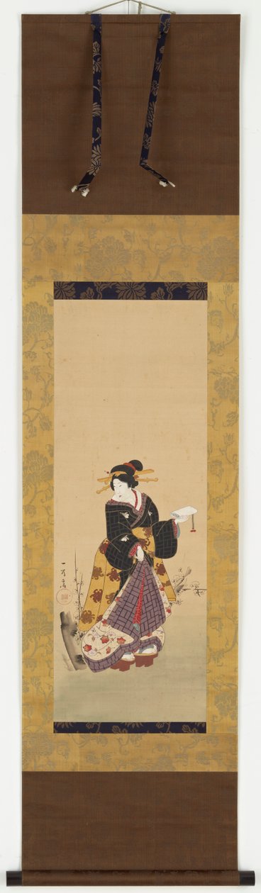 Oiran stojący przy śliwce autorstwa Kuniyuki Utagawa