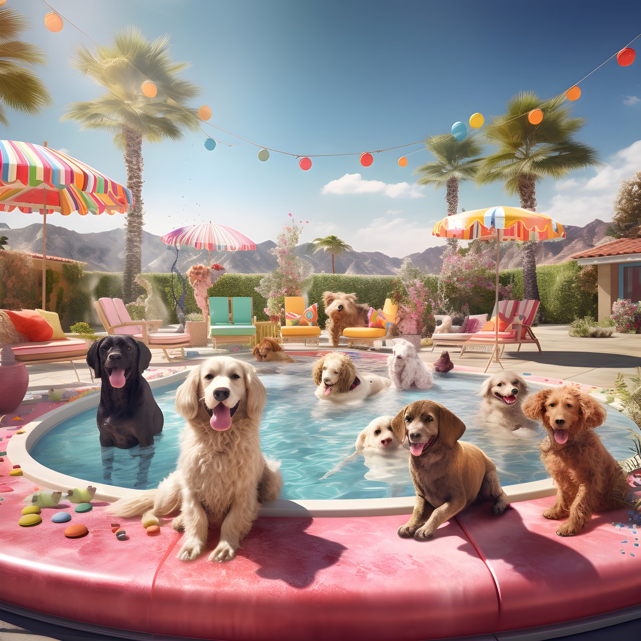 Impreza przy basenie Hunde w Palm Springs 2 autorstwa Kurt Heppke