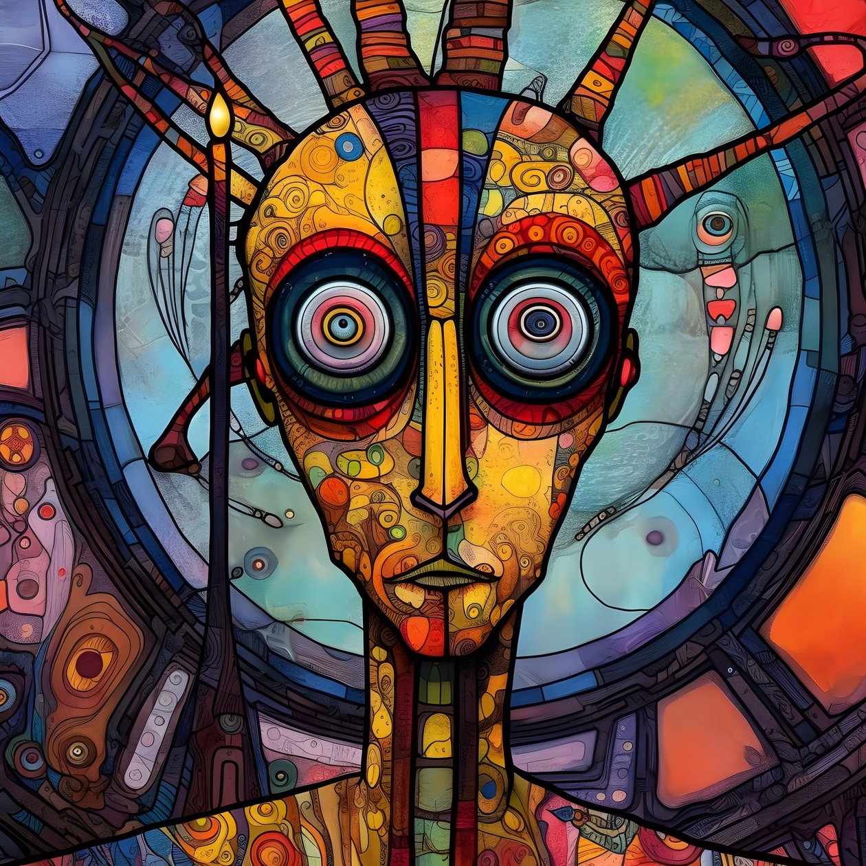 Carnival Cajun Swamp Mutant Sci-Fi Droid, w artystycznym stylu Tima Burtona i Beksińskiego 4 autorstwa Kurt Heppke