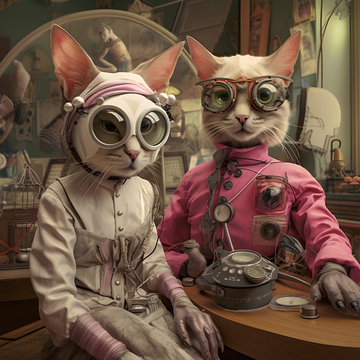 Dwa antropomorficzne koty, Tomcat i Cat, Kubrick Ian Synthetic 1 autorstwa Kurt Heppke