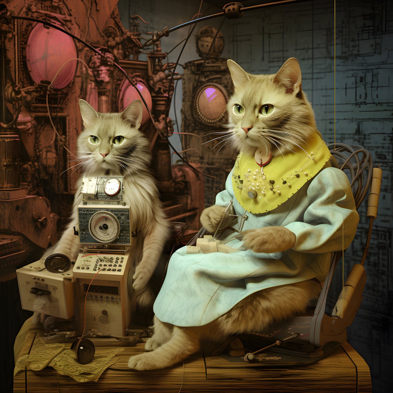 Dwa antropomorficzne koty, Tomcat i Cat, Kubrick Ian Synthetic 2 autorstwa Kurt Heppke