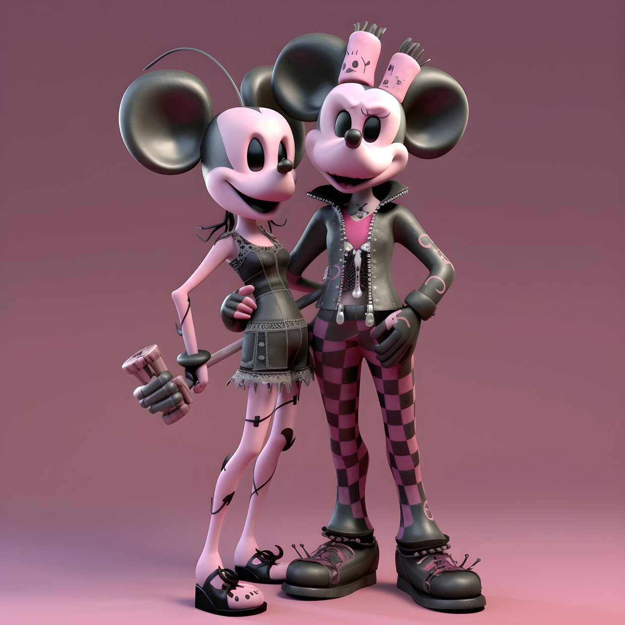 koszmar przed świętami punk różowy Minnie i Myszka Miki 1 autorstwa Kurt Heppke