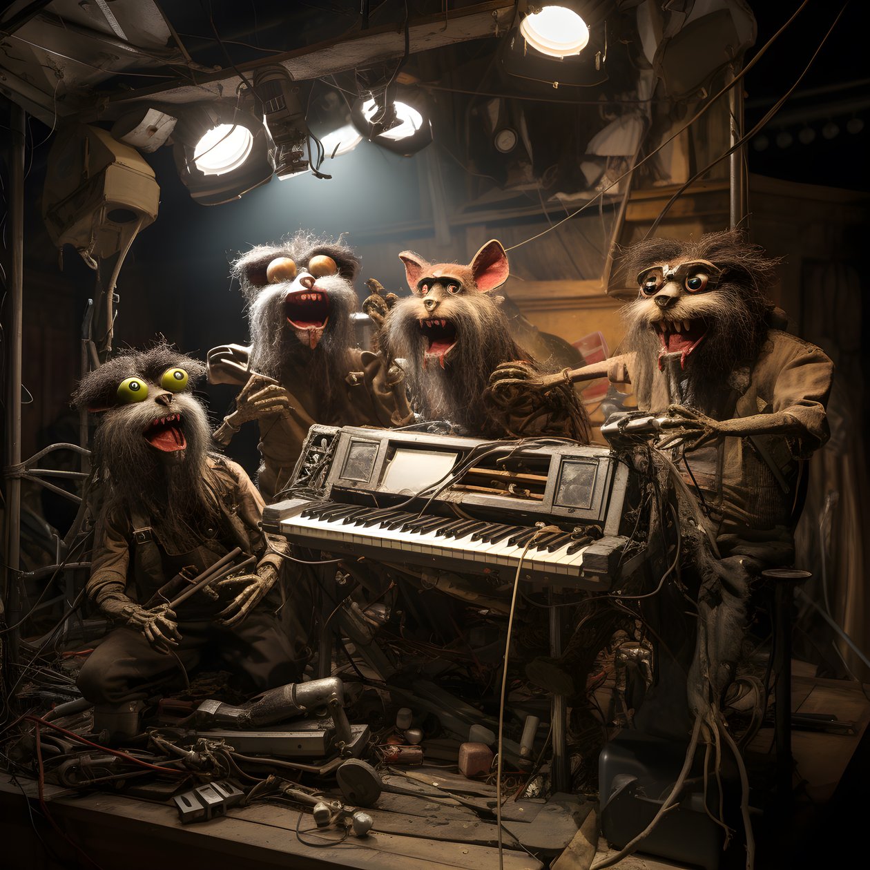 przerażające, włochate, zepsute zwierzęce animatroniki wykonujące muzykę na scenie 4 autorstwa Kurt Heppke