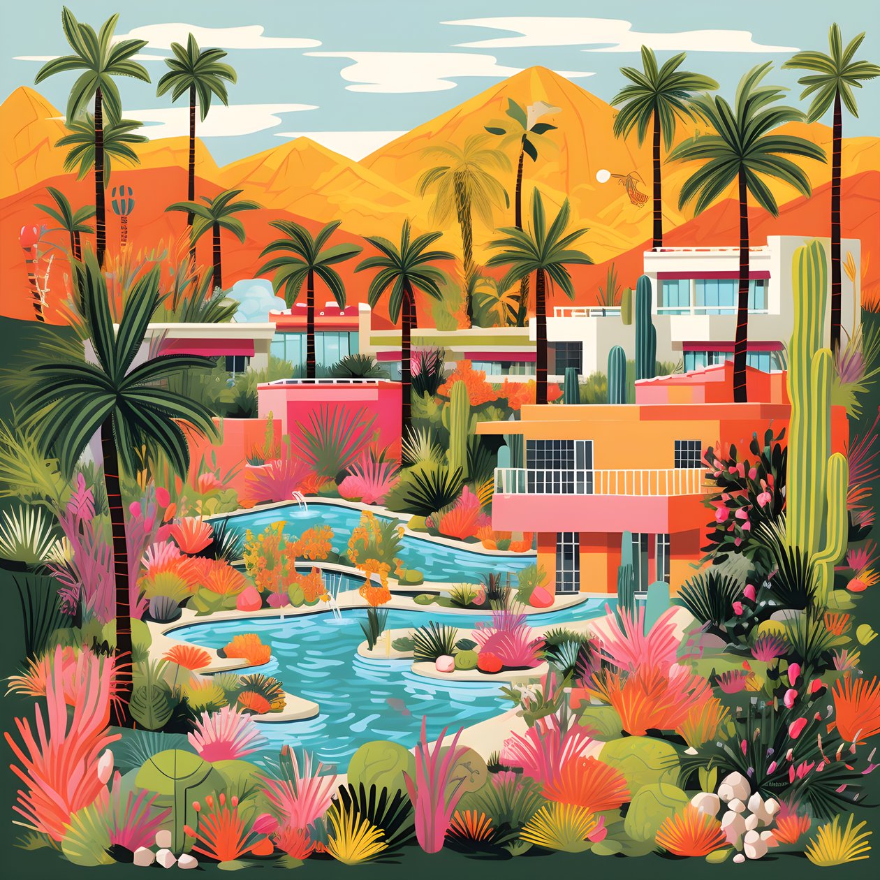 szczegółowa ilustracja Palm Springs 2 autorstwa Kurt Heppke
