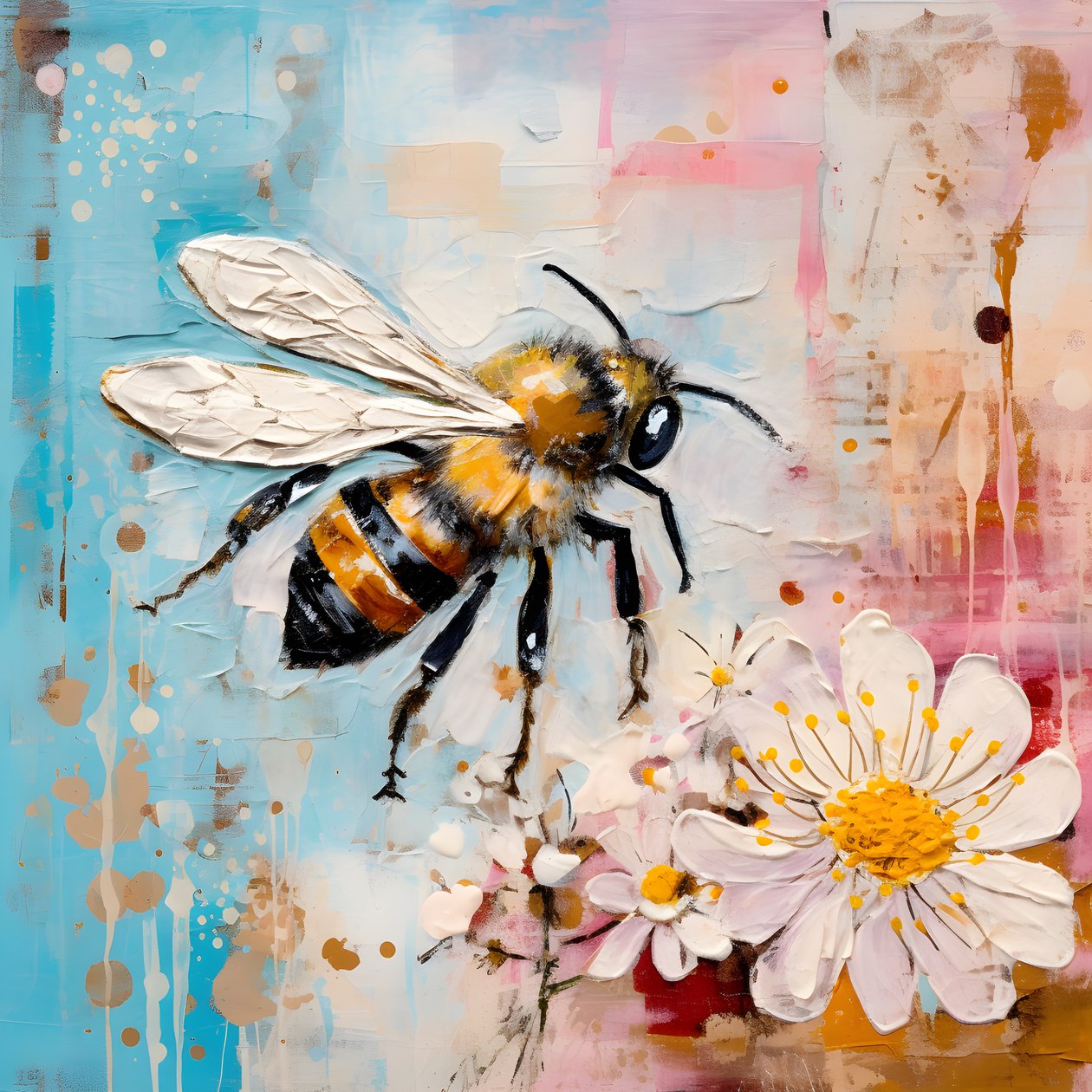 ilustracja pszczoły w technice pastelowego oleju impasto 2 autorstwa Kurt Heppke