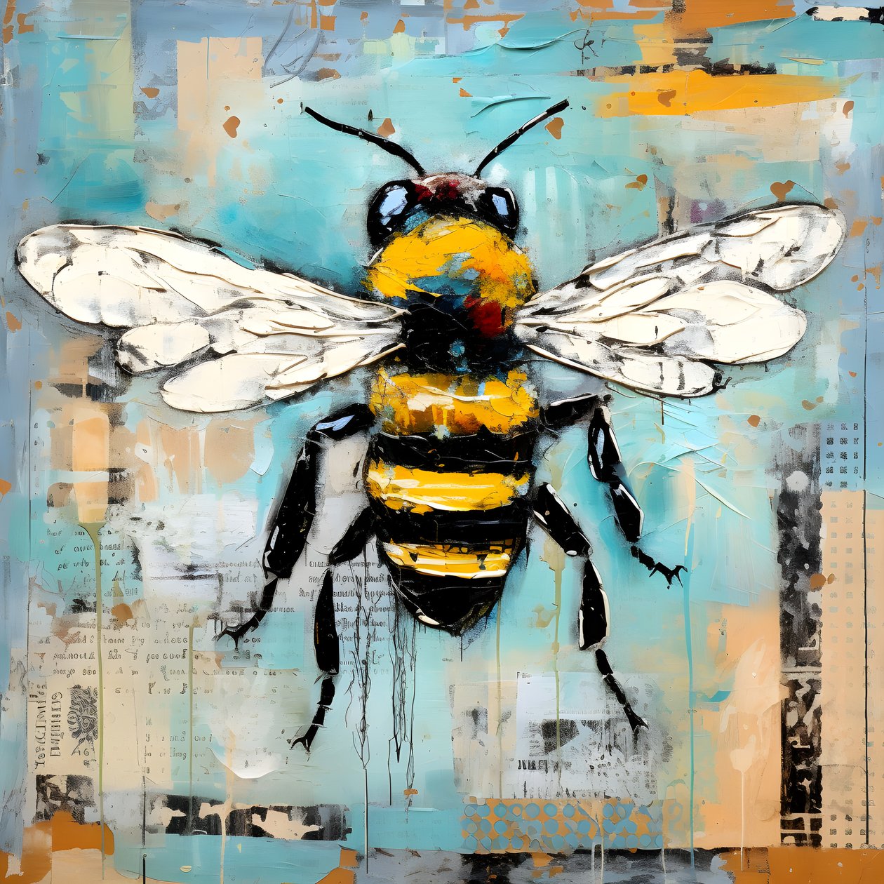 ilustracja pszczoły w technice pastelowego oleju impasto 4 autorstwa Kurt Heppke