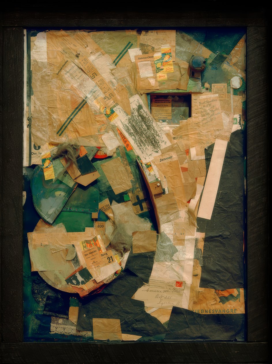 Zdjęcie z roślinami kosmicznymi / zdjęcie z 2 małymi psami autorstwa Kurt Schwitters