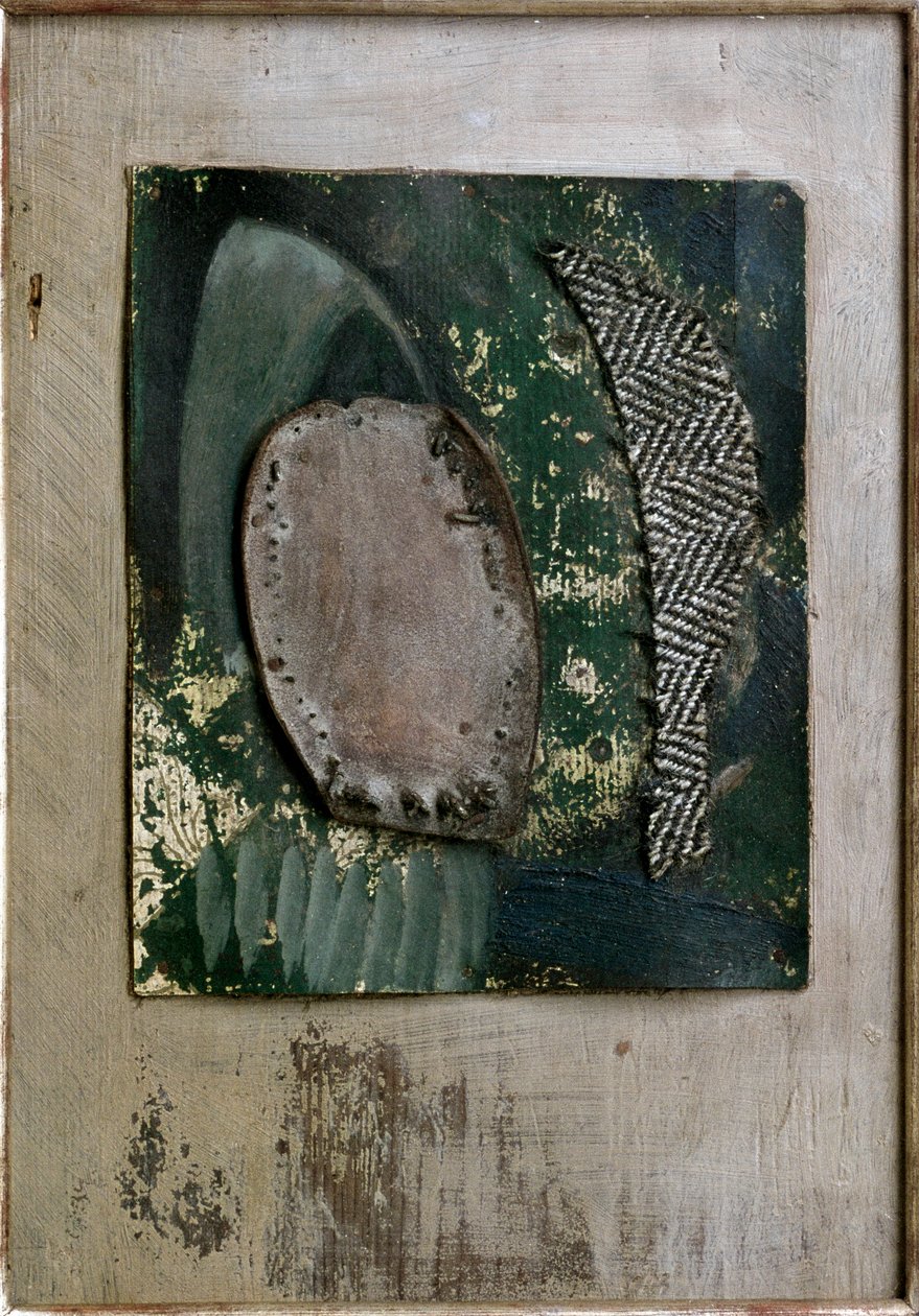 Brązowo-zielony Montaż (malowanie autorstwa Kurt Schwitters