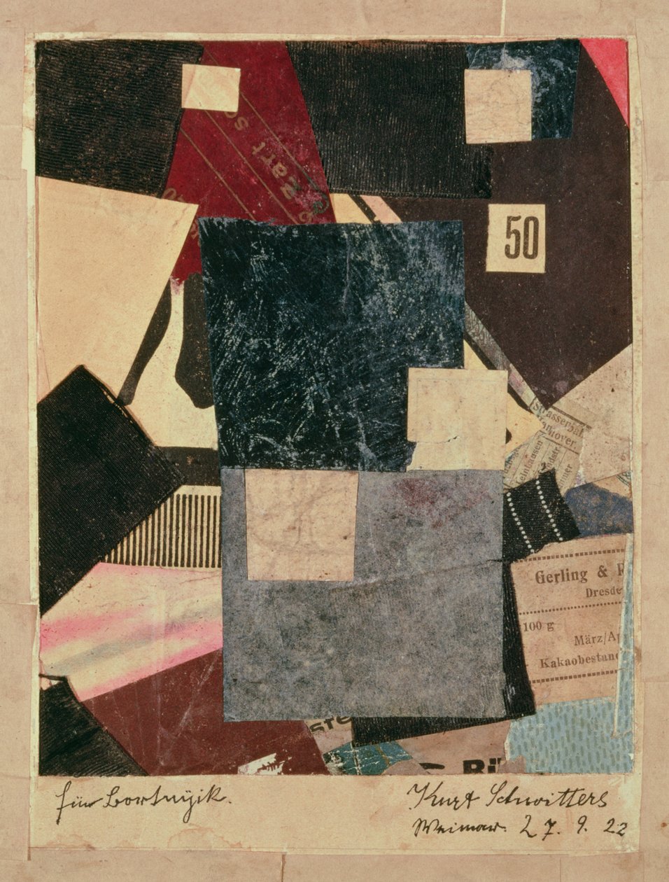 Kompozycja, 1922 autorstwa Kurt Schwitters