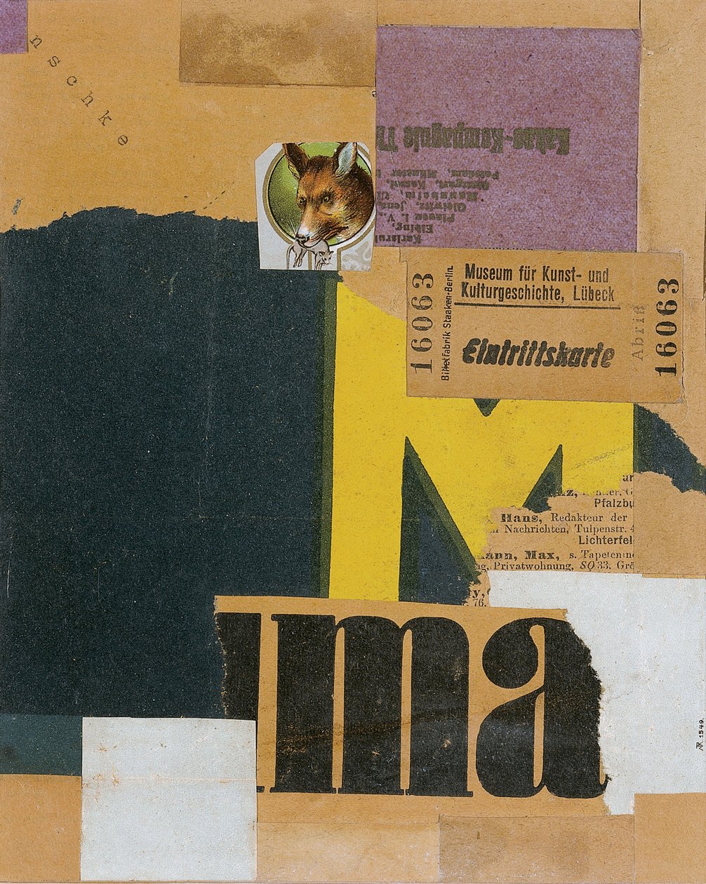 Bilet wstępu Mz 456, 1922 autorstwa Kurt Schwitters