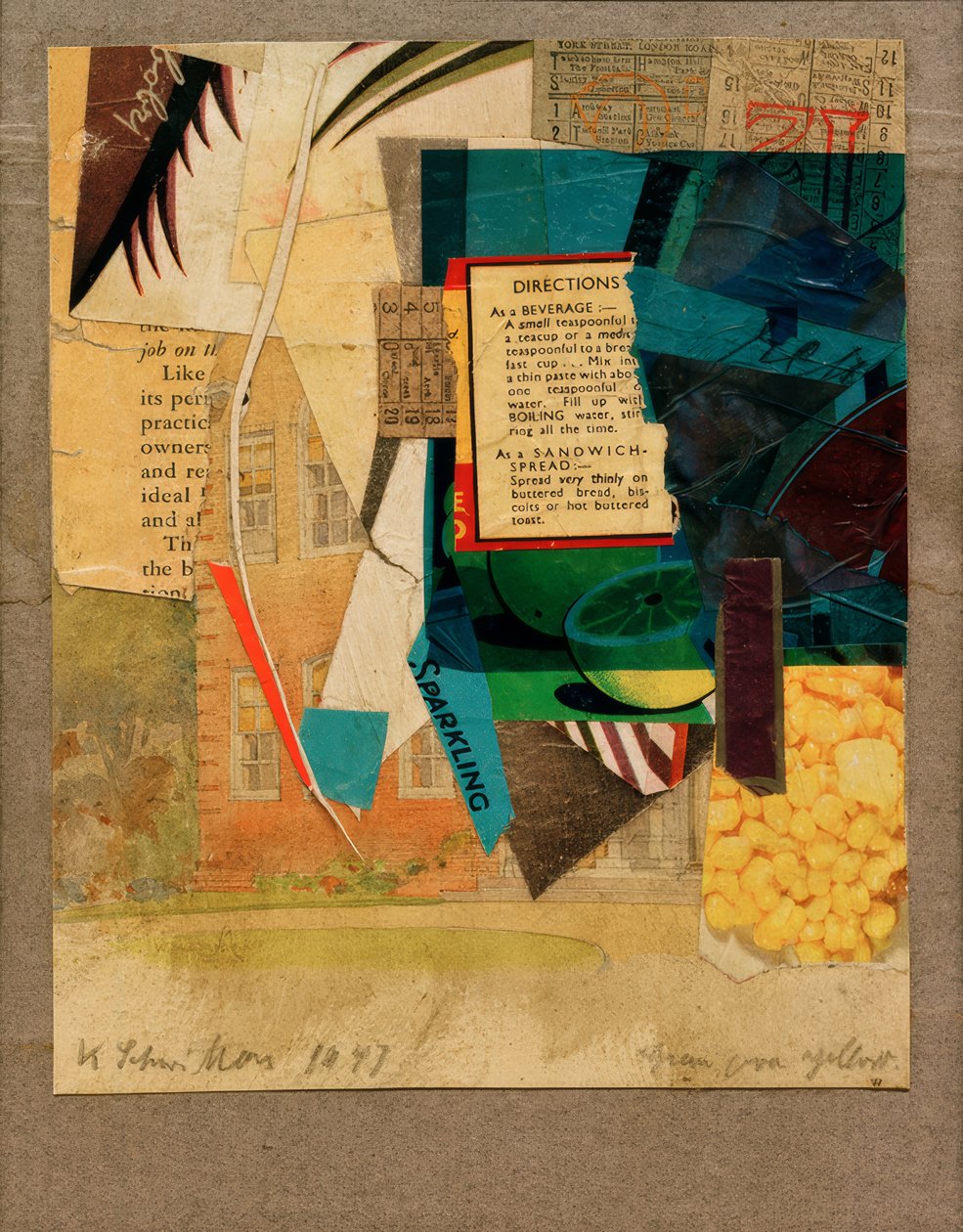 Zielony nad żółtym autorstwa Kurt Schwitters