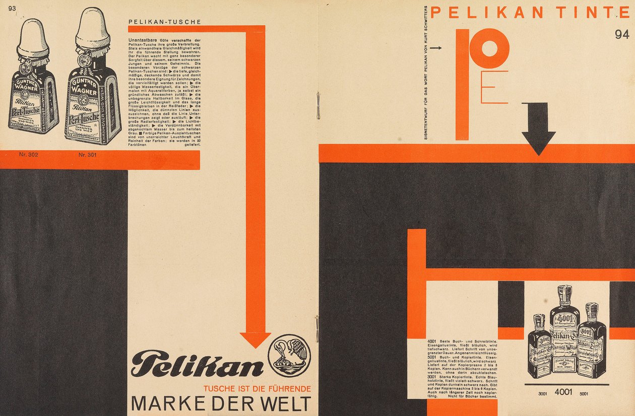 Reklama Merz 11 Pelican Ink, 1924. autorstwa Kurt Schwitters