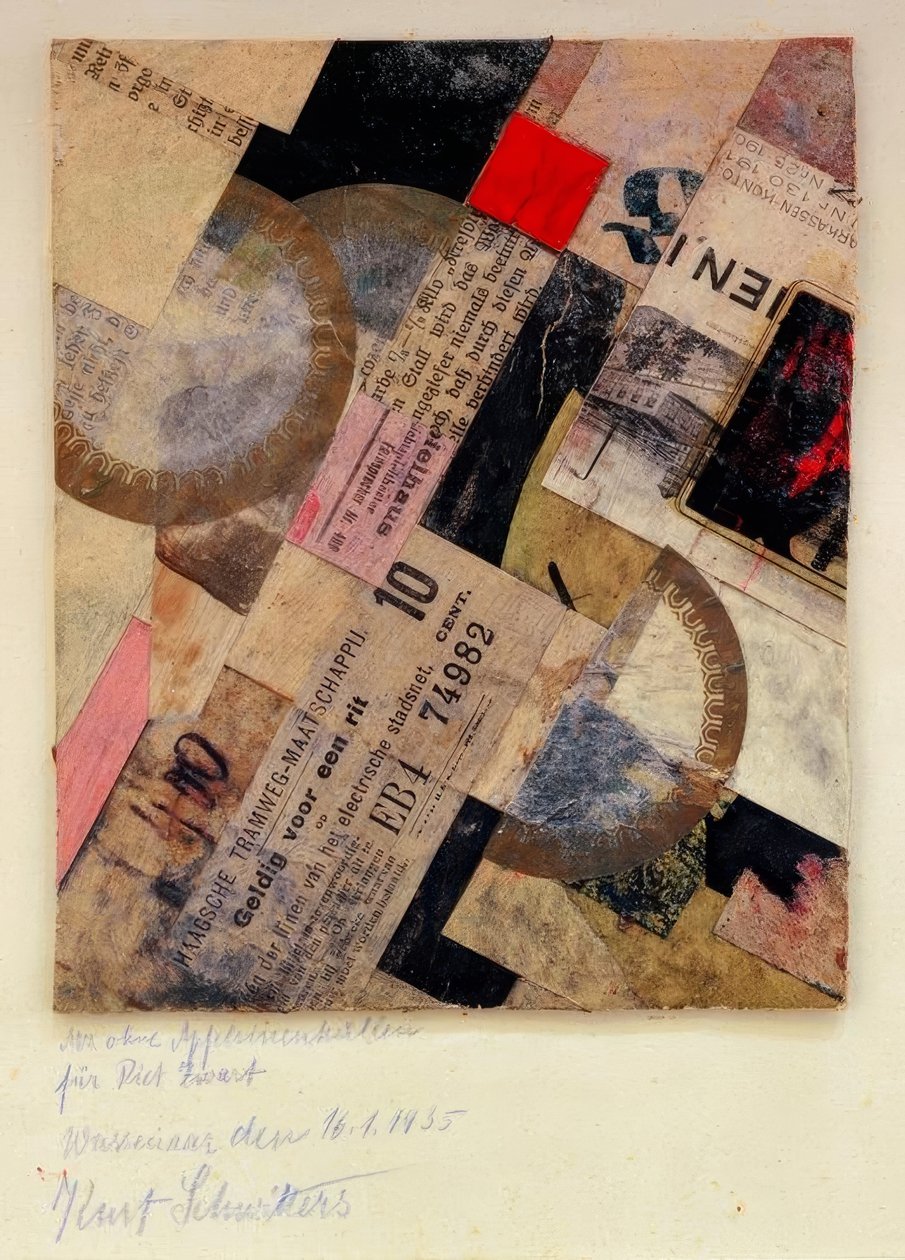 Mz bez skórek pomarańczowych autorstwa Kurt Schwitters