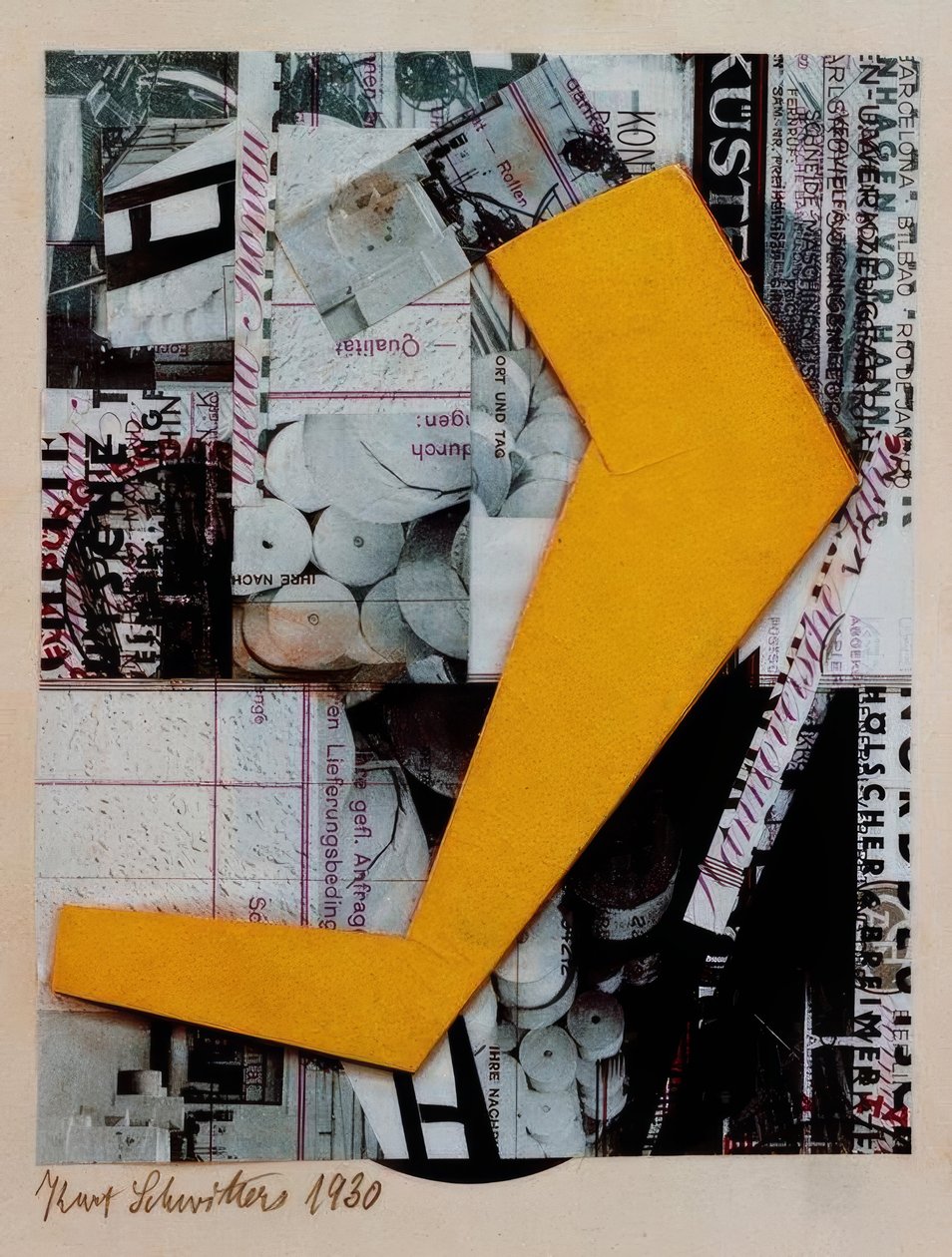 Bez tytułu (z żółtym kształtem) autorstwa Kurt Schwitters
