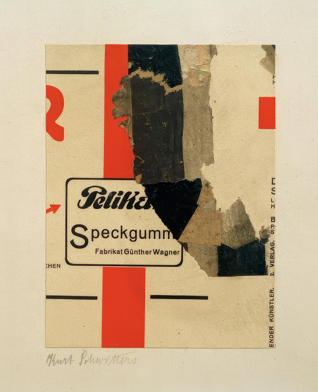 Bez tytułu (guma bekonowa) autorstwa Kurt Schwitters