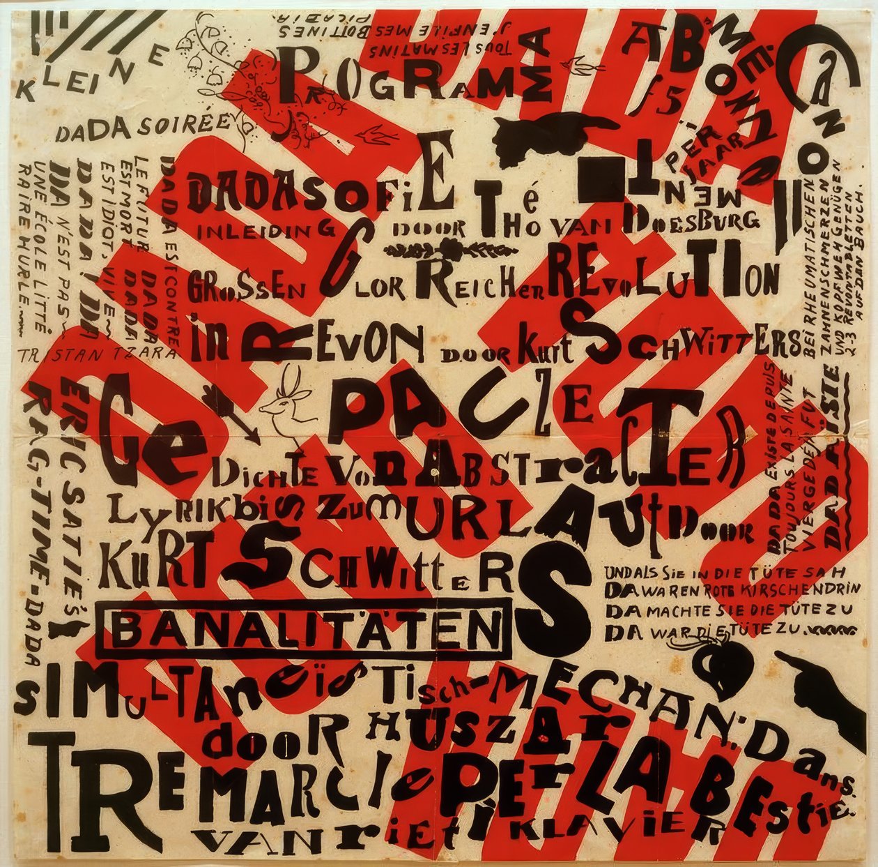 Plakat małego wieczoru dadaistycznego autorstwa Kurt Schwitters