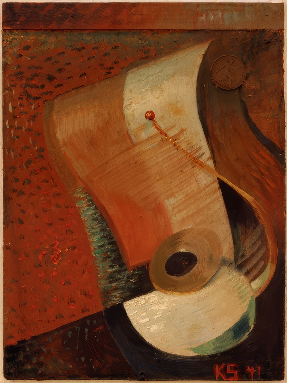 Martwa natura z groszem autorstwa Kurt Schwitters