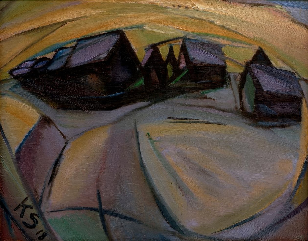 Domy pokryte śniegiem autorstwa Kurt Schwitters