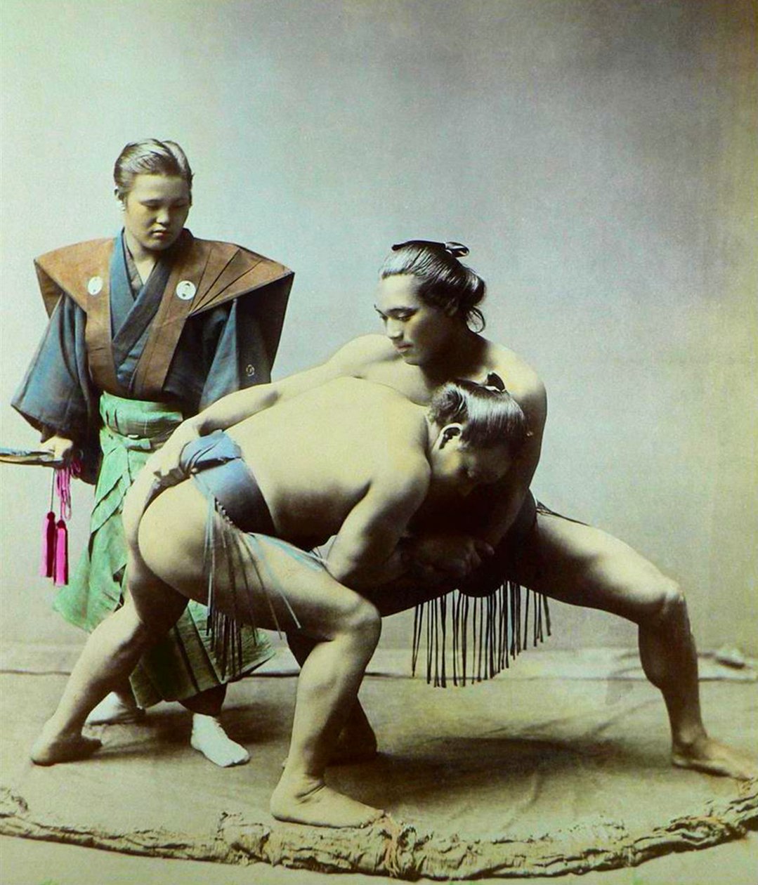 Zapaśnicy sumo, ok.1880 (zdjęcie) autorstwa Kusakabe (attr. to) Kimbei