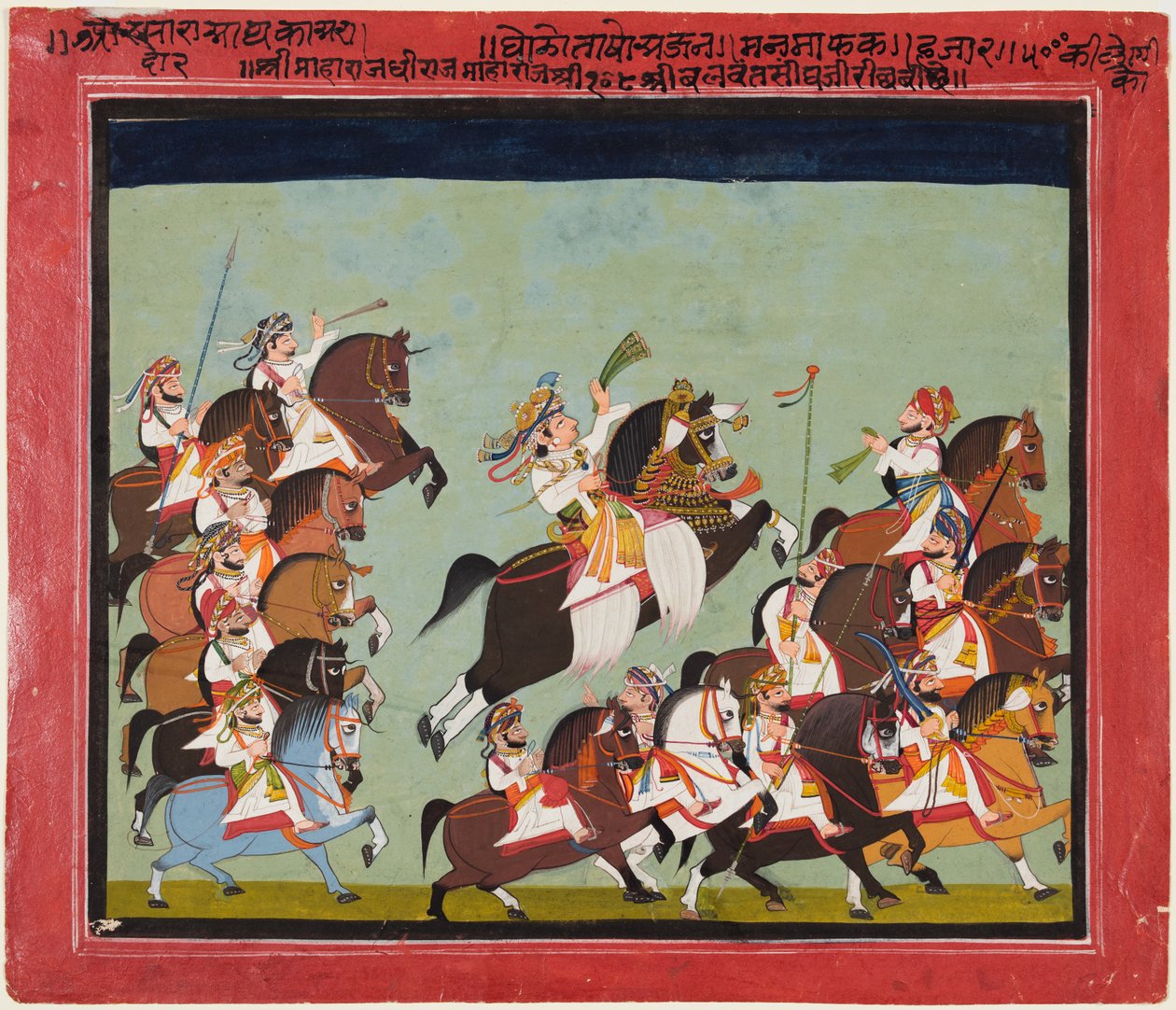 Maharaja Balwant Singh z Ratlam (1825-29) w procesji ze swoimi krewnymi i dworzanami autorstwa Kushala