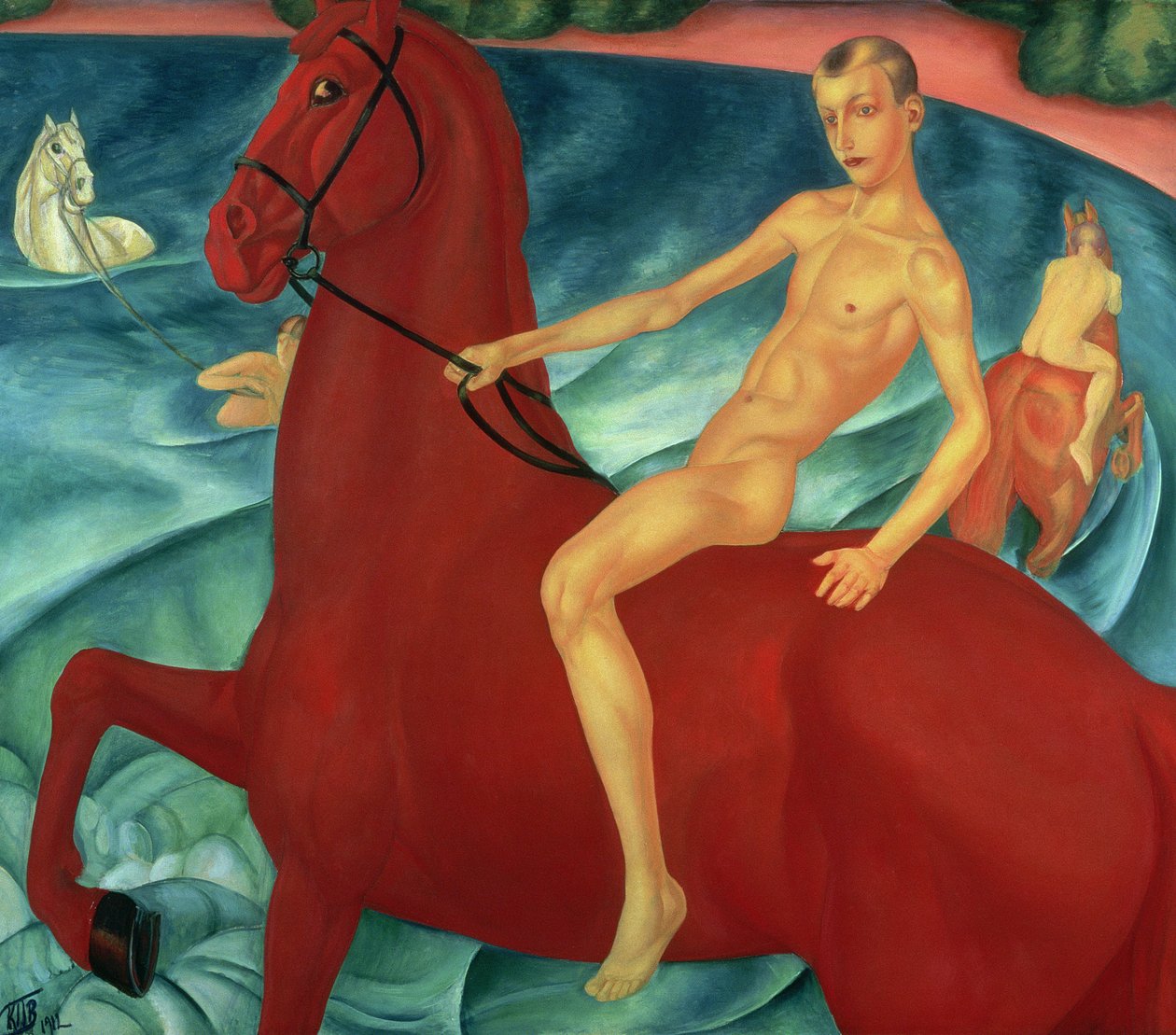 Kąpiel Czerwonego Konia, 1912 autorstwa Kuzma Sergeevich Petrov Vodkin