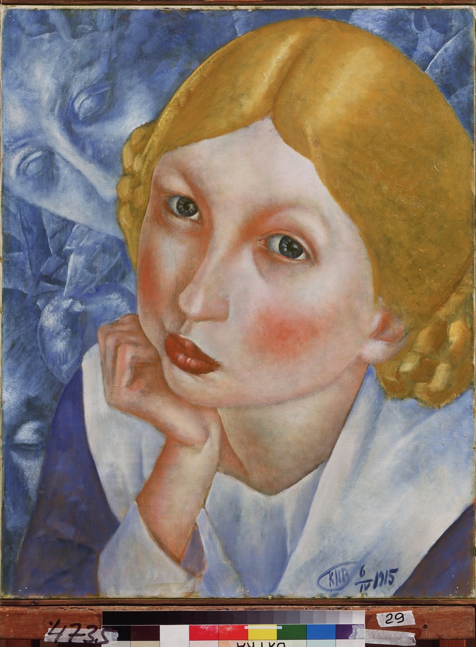 Portret Rii. Obraz Kuzmy Sergeevich Petrov Vodkin (Petrov-Vodkin) (Kouzma Petrov Vodkin) (Petrov-Vodkin) (1878-1939), olej na płótnie autorstwa Kuzma Sergeevich Petrov Vodkin