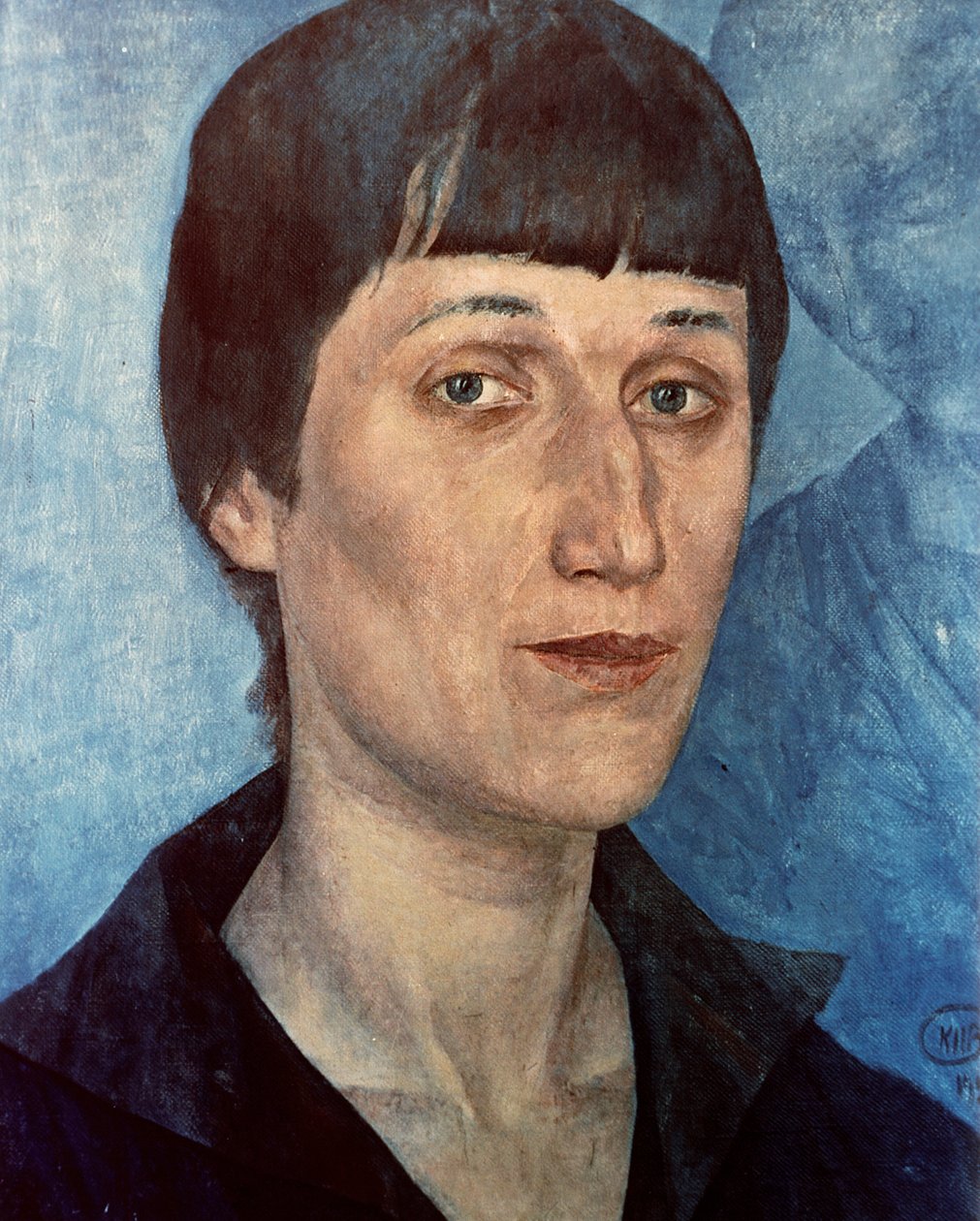 Portret Anny Achmatowej, rosyjskiej poetki autorstwa Kuzma Sergeevich Petrov Vodkin