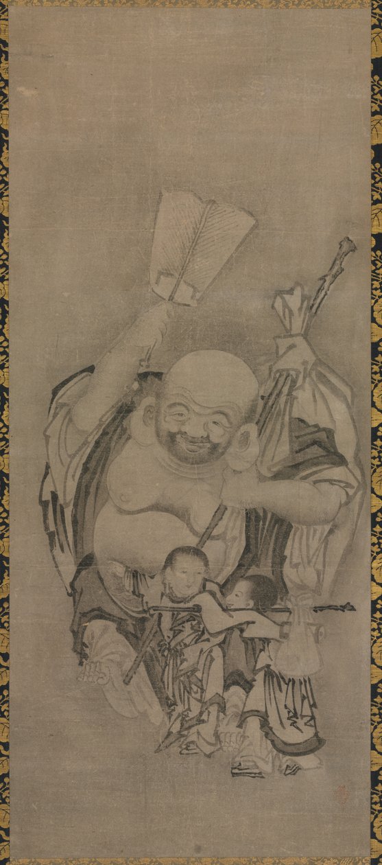 Hotei z taoistycznymi nieśmiertelnymi: Hotei autorstwa Kyūseki Tomonobu