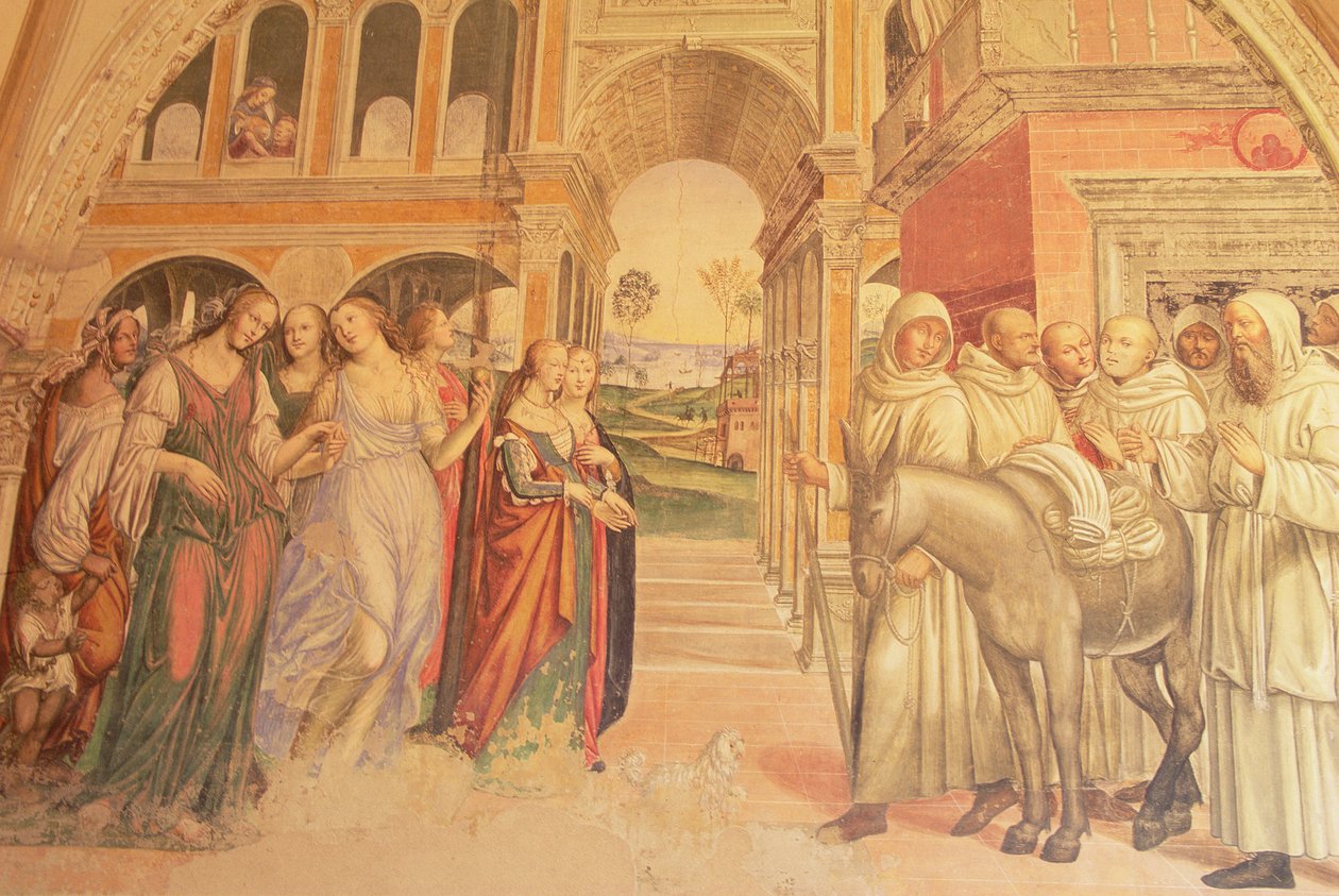 Florent wysyła do klasztoru luźne kobiety, z życia św. Benedykta, 1497-98 autorstwa L. and Sodoma, G. Signorelli