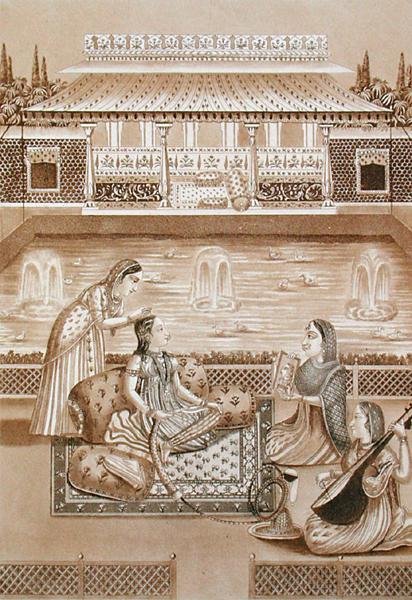 Hinduska w toalecie, początek XIX w. (odbitka w sepii) autorstwa L.A. and Morret J.B. Lecerf