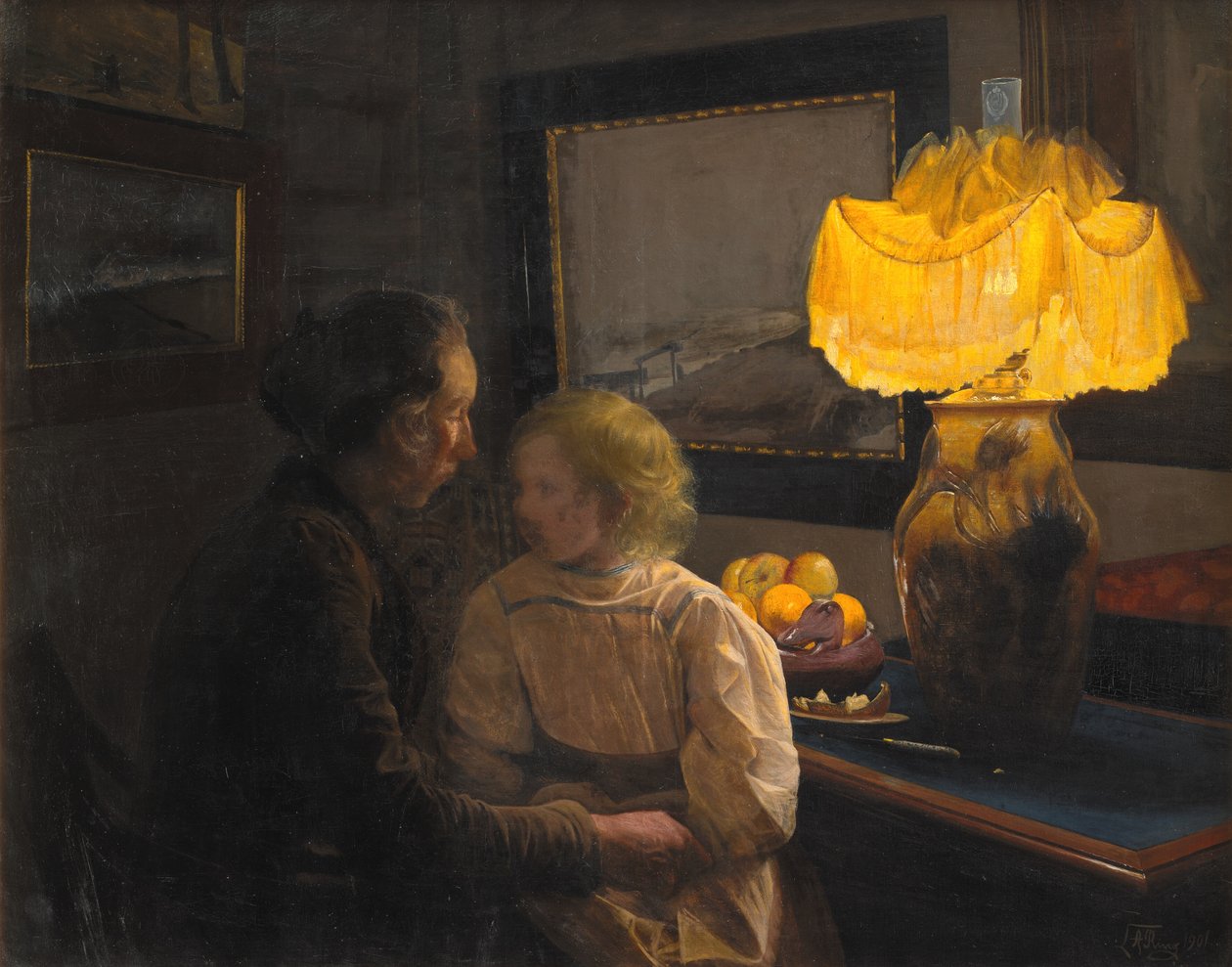 Żona i córka artysty autorstwa Laurits Andersen Ring