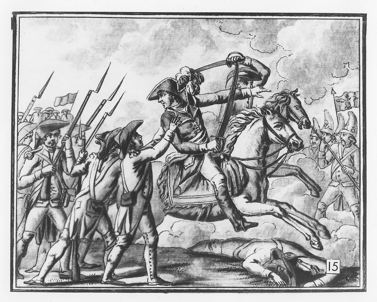 Śmierć generała Jouberta w bitwie pod Novi, 1799 r. autorstwa L.F. Labrousse
