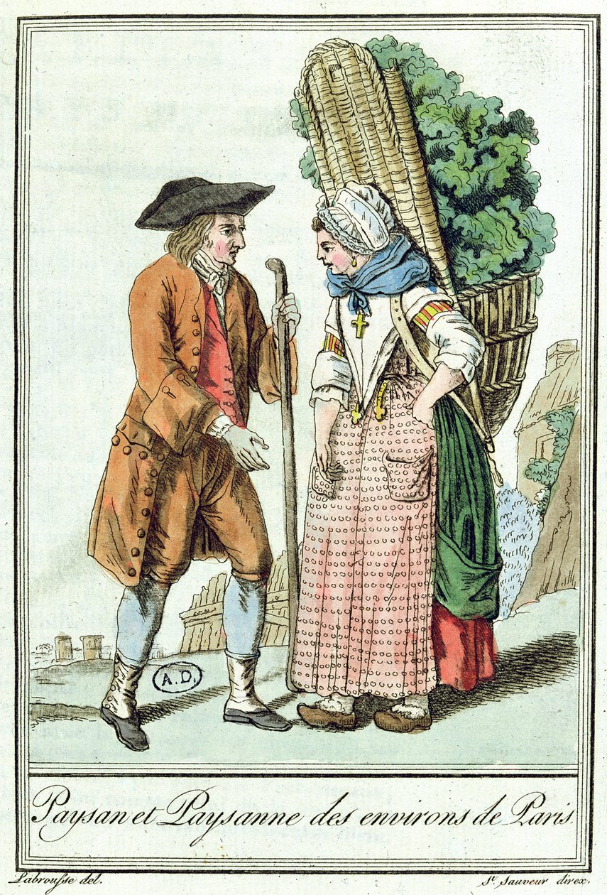 Chłopi z regionu paryskiego, z „Encylopedie des Voyages” Julesa Grasseta de Saint-Sauveur (1757-1810) 1796 autorstwa L.F. Labrousse