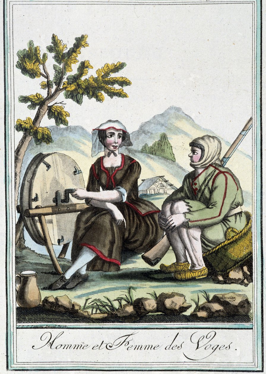 Mężczyzna i kobieta z Wogezów - w „Encyklopedii podróży” J. Grasset St Sauveur, Deron, Paryż autorstwa L.F. Labrousse