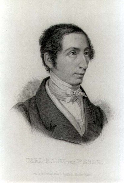 Portret Carla Marii von Webera (1786-1826) niemieckiego kompozytora (grafika) (zdjęcie czarno-białe) autorstwa L. Holle