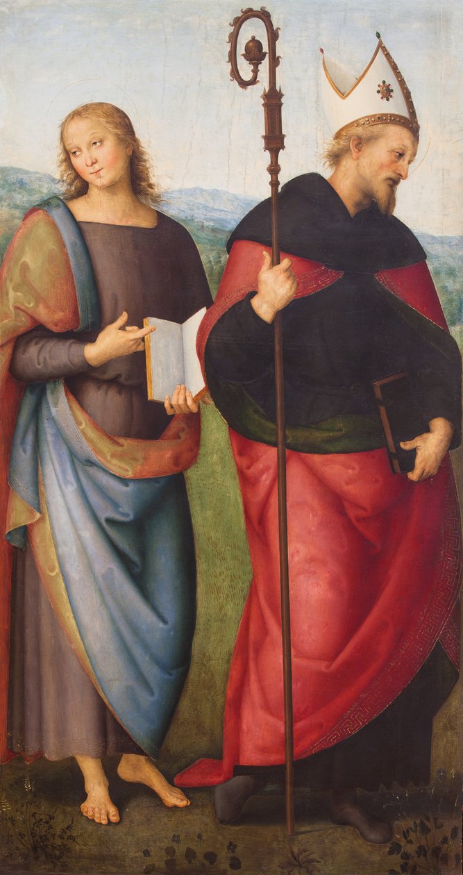 Święty Jan Ewangelista i święty Augustyn, 1502 (olej na płótnie) autorstwa L. & Perugino P. (c.1450-1523) Signorelli