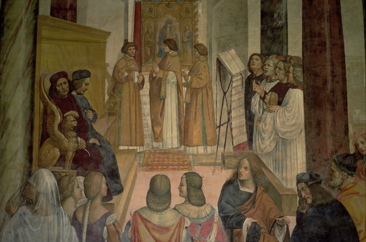 Scena chóralna z życia św. Benedykta autorstwa L. Signorelli