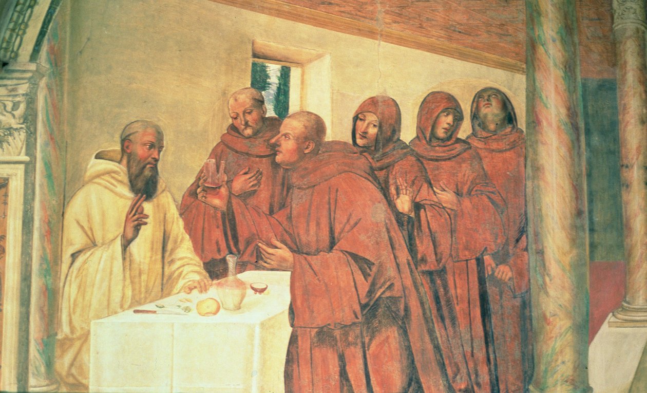 Przyjmowanie komunii z życia św. Benedykta autorstwa L. Signorelli