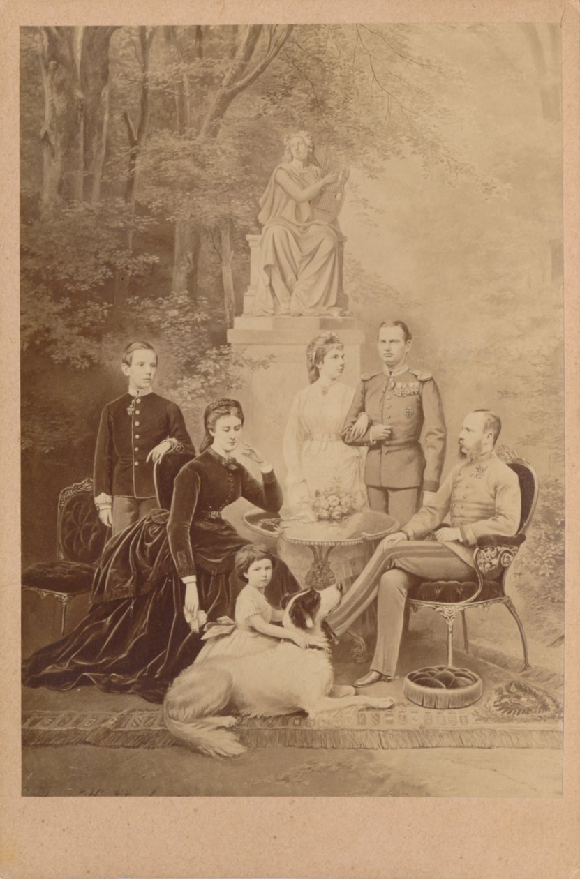 Franciszek Józef I i Elżbieta Austriacka oraz ich rodzina cesarska (ilustracja) autorstwa L. T. Neumann