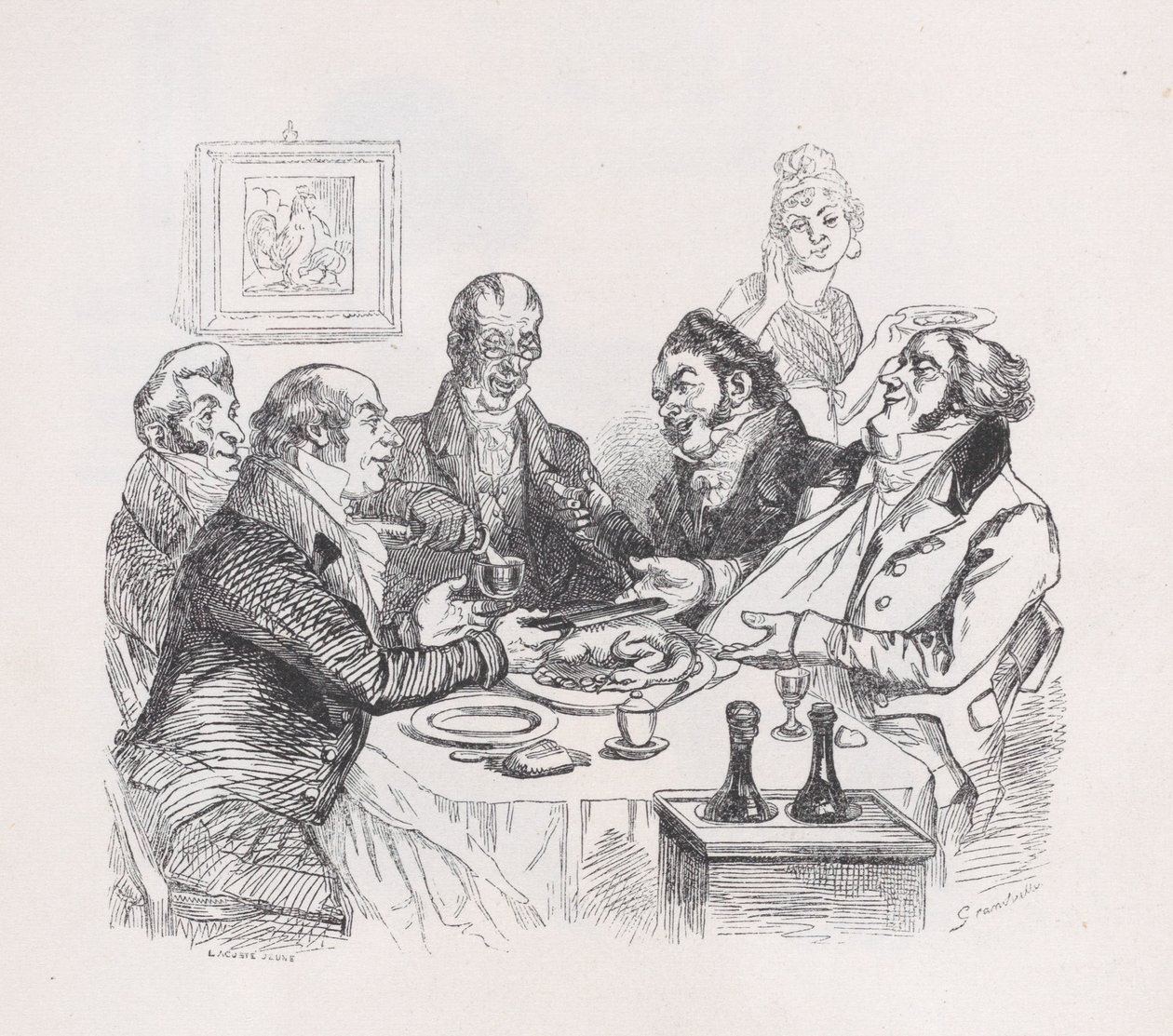 Pochwała kurczaka z Dzieł wszystkich Bérangera, 1836. autorstwa Lacoste