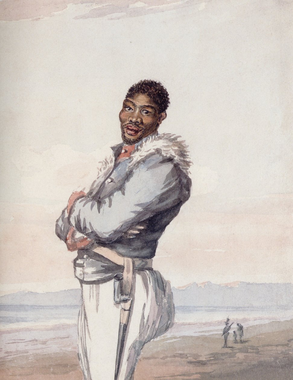To żołnierz korpusu Hottentot, utworzonego przez VOC w 1795 r. autorstwa Lady Anne Barnard