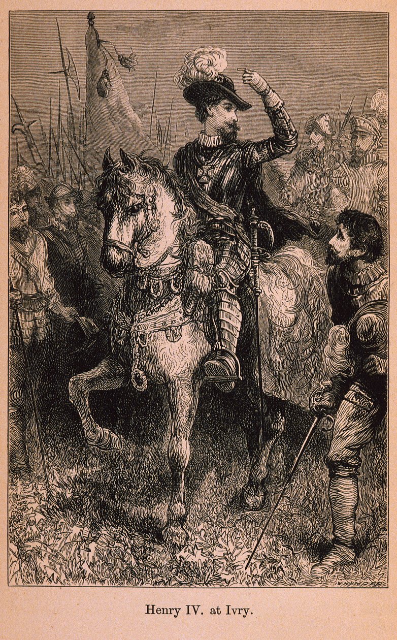 Henryk IV (1553-1610) w Ivry, ilustracja z Little Arthurs History of France: From the najwcześniejszych czasów do upadku Drugiego Cesarstwa opublikowana w 1899 roku autorstwa Lady M. Chalcott