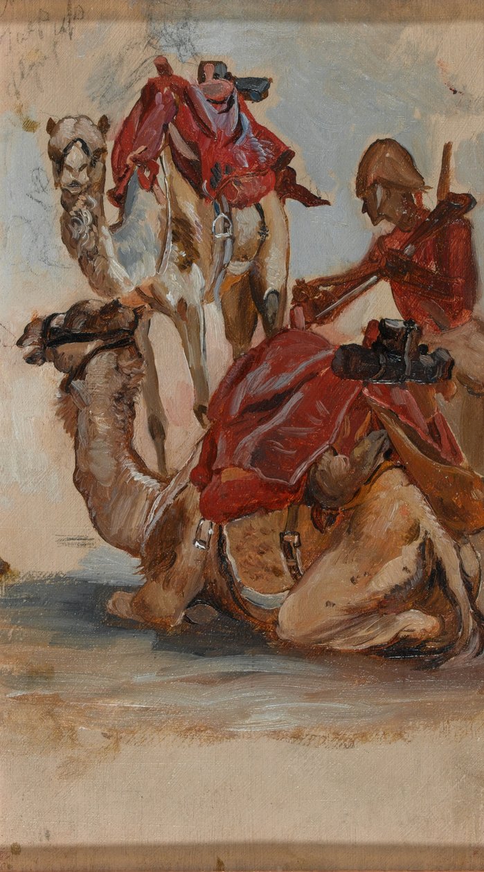 Brytyjski żołnierz, Korpus Wielbłądów, Egipt, I wojna w Sudanie, ok. 1885 r autorstwa Lady Butler