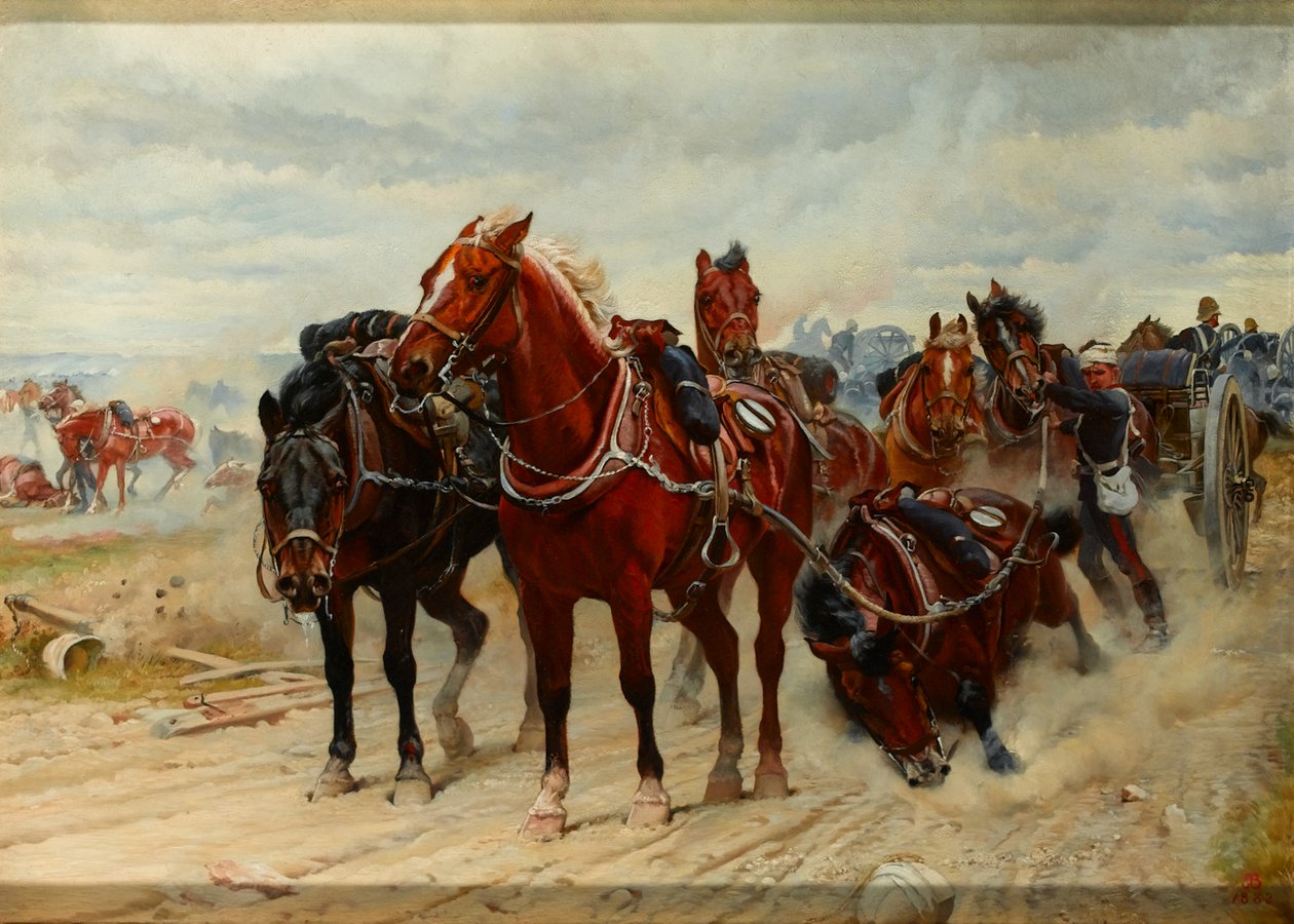 Patient Heroes, Royal Horse Artillery Gun Team w akcji, 1882 ok autorstwa Lady Butler