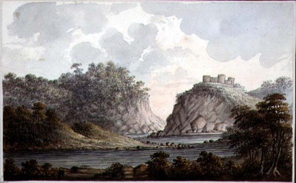 Pejzaż ze zrujnowanym zamkiem, ok. 1825 (akwarela na papierze) autorstwa Lady Egerton