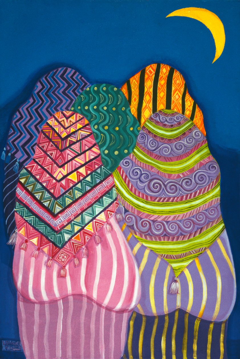 Bottoms in the Moonlight, 1990 (akryl na płótnie) autorstwa Laila Shawa