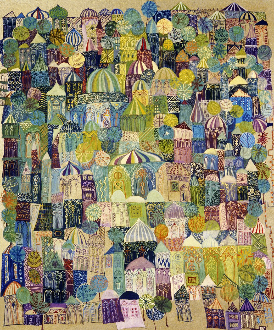Jerozolima, 1970 (drukowanie olejów na pokładzie) autorstwa Laila Shawa