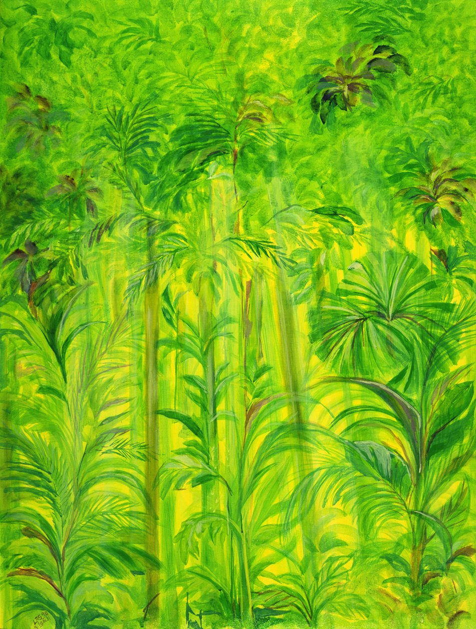 Las deszczowy, Malezja, 1990 (akryl na płótnie) autorstwa Laila Shawa